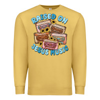 Antique Gold raised on jesus music Premium Sweatshirt - MaliasSmallBusiness