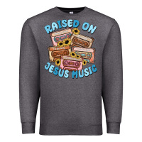 Charcoal Heather raised on jesus music Premium Sweatshirt - MaliasSmallBusiness