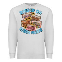 Dove Grey raised on jesus music Premium Sweatshirt - MaliasSmallBusiness