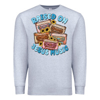 Heather Grey raised on jesus music Premium Sweatshirt - MaliasSmallBusiness