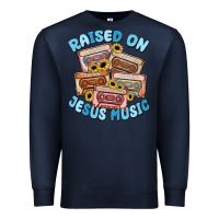 Navy raised on jesus music Premium Sweatshirt - MaliasSmallBusiness