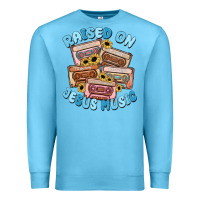 Ocean Blue raised on jesus music Premium Sweatshirt - MaliasSmallBusiness