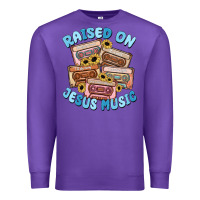 Purple raised on jesus music Premium Sweatshirt - MaliasSmallBusiness