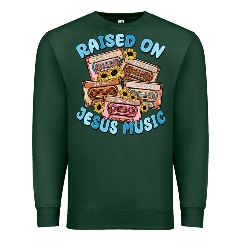 Raised On Jesus Music Premium Sweatshirt by MaliasSmallBusiness | Teevron