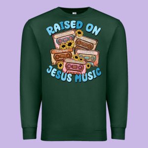 Raised On Jesus Music Premium Sweatshirt Designed By Maliassmallbusiness