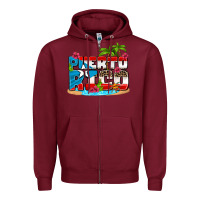 Burgundy puerto rico and flowers with frog Zipper Hoodie - AdoDesignShop