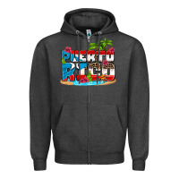 Charcoal Heather puerto rico and flowers with frog Zipper Hoodie - AdoDesignShop