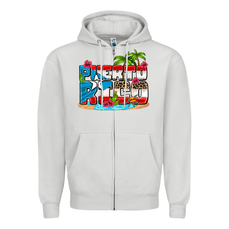 Puerto Rico And Flowers With Frog Zipper Hoodie by AdoDesignShop | Teevron