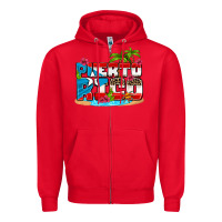 Red puerto rico and flowers with frog Zipper Hoodie - AdoDesignShop