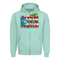 Seafoam puerto rico and flowers with frog Zipper Hoodie - AdoDesignShop