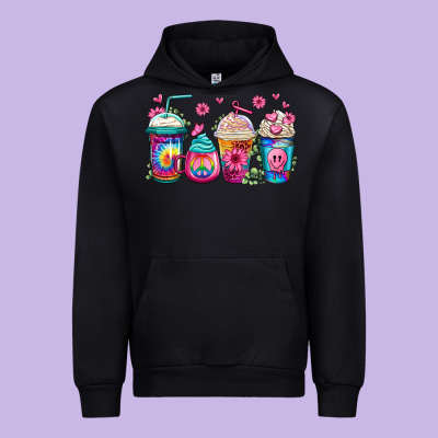 Tie Dye Hippie Coffee Cups Urban Hoodie Designed By Jasminsmagicworld