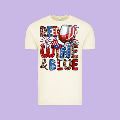 Red Wine And Blue Vintage Tee Designed By Zillion Design Studio