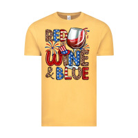 Vintage Mustard red wine and blue Vintage Tee - Zillion Design Studio
