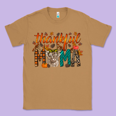 Thankful Mama Highland Cow Classic Tee Designed By Racoondesign