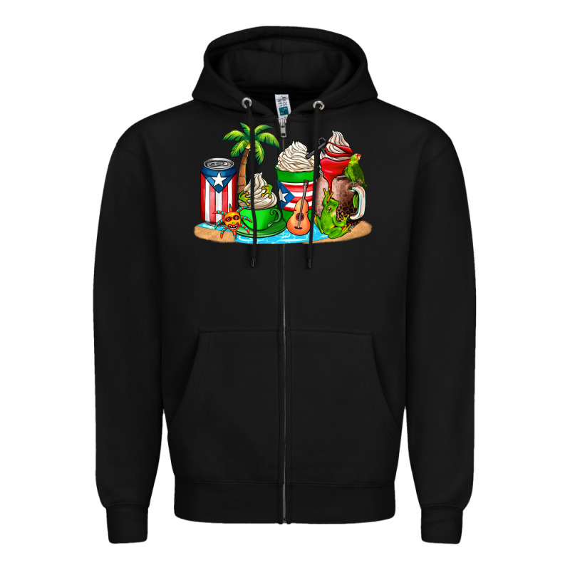 Puerto Rico Coffee Cups Zipper Hoodie by AdoDesignShop | Teevron