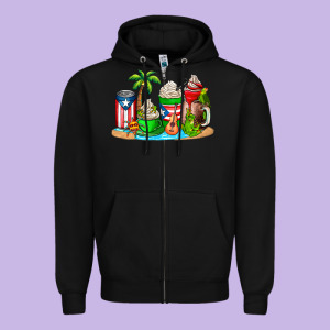 Puerto Rico Coffee Cups Zipper Hoodie Designed By Adodesignshop