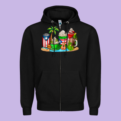 Puerto Rico Coffee Cups Zipper Hoodie Designed By Adodesignshop
