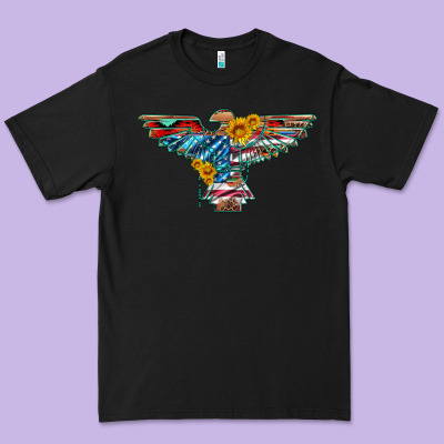 Thunderbird With Usa Flag And Sunflowers Premium Tee Designed By Artiststas