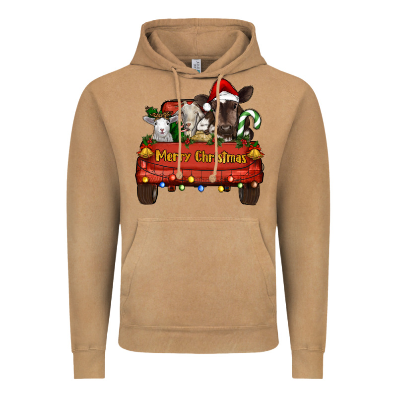 Merry Christmas Truck Farm Animals Vintage Hoodie by RanaPortraitStore | Teevron