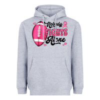 Nobody Fights Alone Pink Football Breast Cancer Awareness Heavyweight Hoodie | Teevron