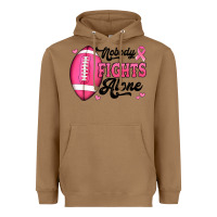 Toasted Coconut nobody fights alone pink football breast cancer awareness Heavyweight Hoodie - Jasminsmagicworld