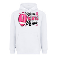 White nobody fights alone pink football breast cancer awareness Heavyweight Hoodie - Jasminsmagicworld