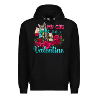 Black my cat is my valentine Premium Hoodie - AdoDesignShop