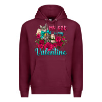 Burgundy my cat is my valentine Premium Hoodie - AdoDesignShop