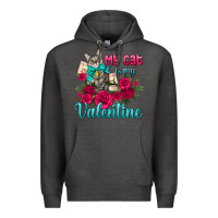 Charcoal Heather my cat is my valentine Premium Hoodie - AdoDesignShop