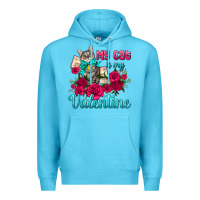 Ocean Blue my cat is my valentine Premium Hoodie - AdoDesignShop