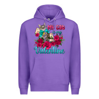 Purple my cat is my valentine Premium Hoodie - AdoDesignShop