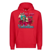 Red my cat is my valentine Premium Hoodie - AdoDesignShop
