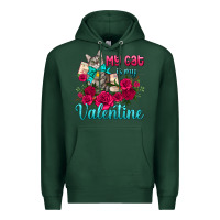 Sports Green my cat is my valentine Premium Hoodie - AdoDesignShop