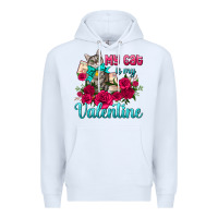 White my cat is my valentine Premium Hoodie - AdoDesignShop