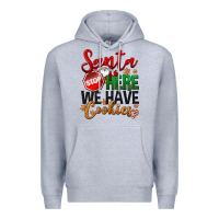 Heather Grey Santa here we have cookies Premium Hoodie - NancyCooperArtShop