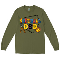 Army Green softball dad Long Sleeve Tee - AdoDesignShop