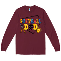 Burgundy softball dad Long Sleeve Tee - AdoDesignShop