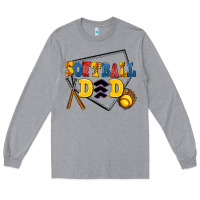 Heather Grey softball dad Long Sleeve Tee - AdoDesignShop