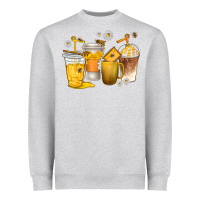 Heather Grey coffee cups bumble bee Heavyweight Sweatshirt - texasbilliewilder