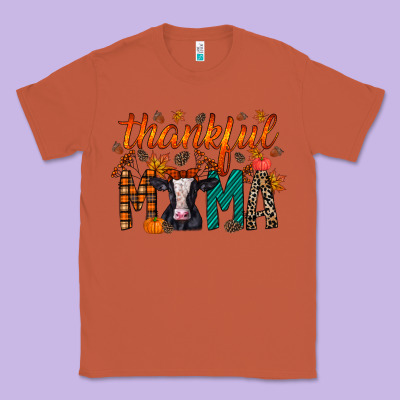 Thankful Mama Holstein Cow Classic Tee Designed By Racoondesign