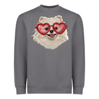 Storm white pomeranian with love glasses Heavyweight Sweatshirt - RanaPortraitStore