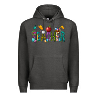 Charcoal Heather Easter Teacher Premium Hoodie - NancyCooperArtShop