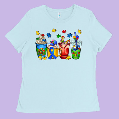Autism Coffee Cup Ladies Tee Designed By Adodesignshop