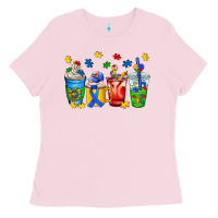 Bubblegum Pink autism coffee cup Ladies Tee - AdoDesignShop