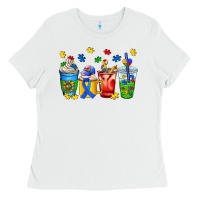 White autism coffee cup Ladies Tee - AdoDesignShop