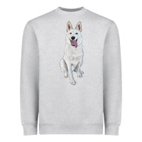 Heather Grey Hand Drawing White Shepherd Heavyweight Sweatshirt - RanaPortraitStore