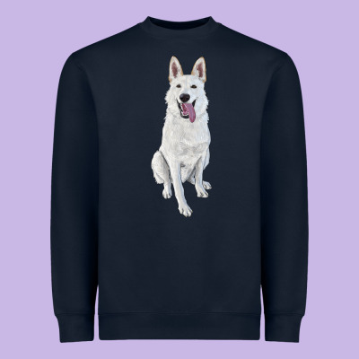Heavyweight Sweatshirt Hand Drawing White Shepherd