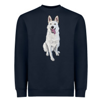 Navy Hand Drawing White Shepherd Heavyweight Sweatshirt - RanaPortraitStore