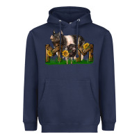 Navy Western Mom With Hampshire Pig And Baby Pig Heavyweight Hoodie - LillyAllenDesigns