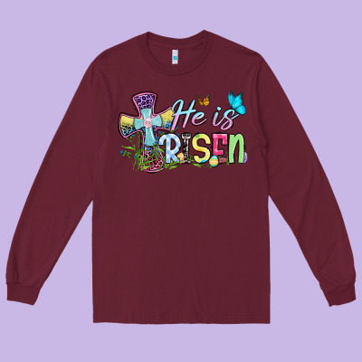 Easter Day He Is Risen Long Sleeve Tee Designed By Oliviacreatesart